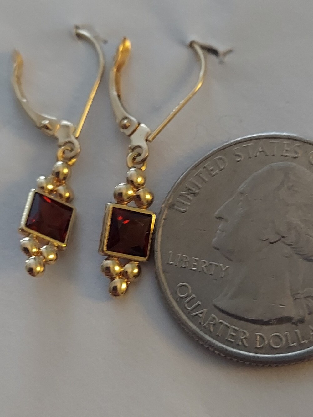 14K Garnet Drop Earrings - Picture 12 of 12